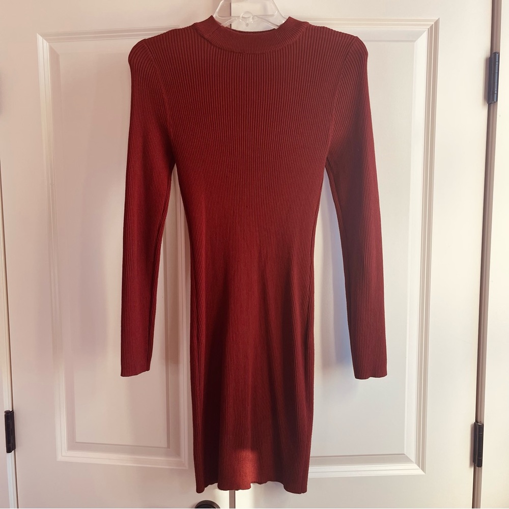 Spice colored Stretch Knit Bodycon Cutout Dress - Picture 4 of 6